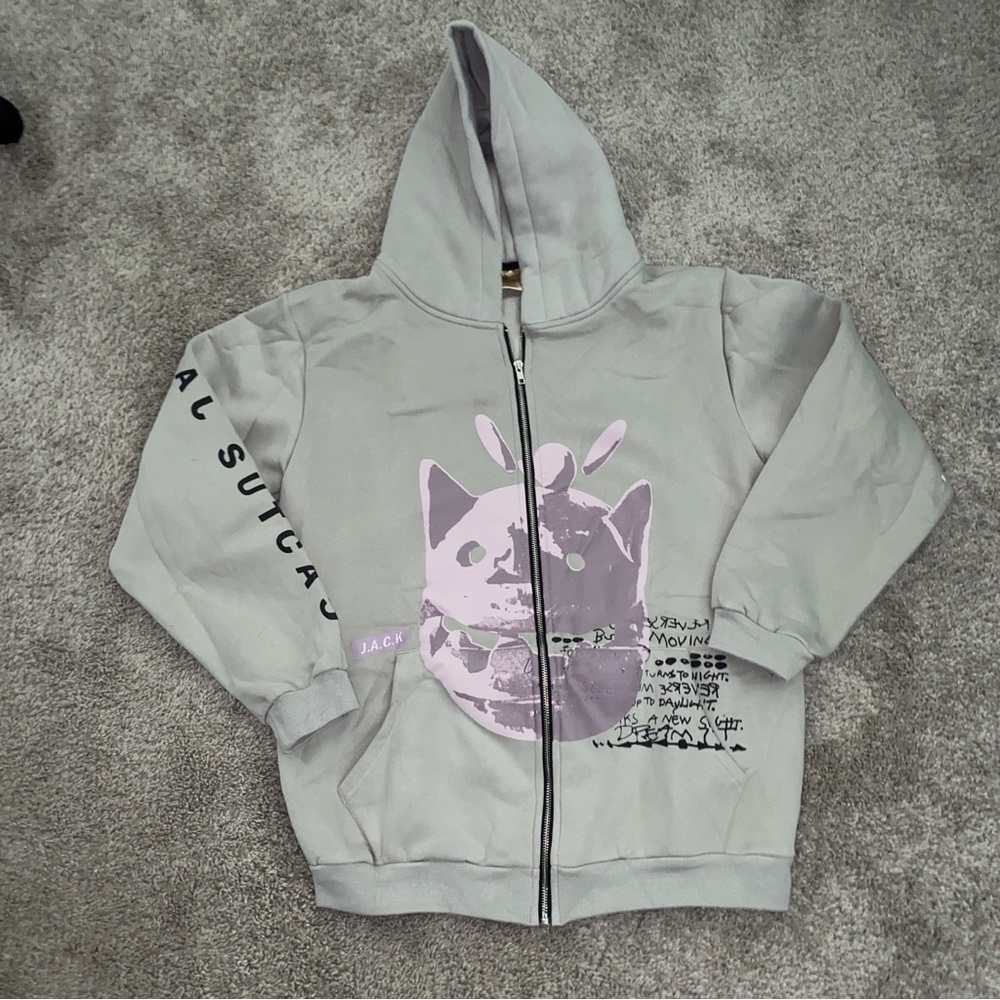 Travis Scott Green Zip Up Jacket Mens Size XL Cactus Jack Graphic Hoodie